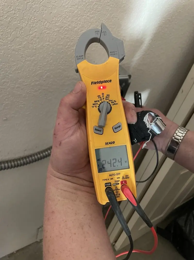Voltage testing with clamp meter during Hot Tub / Pool Electrical Wiring in Eastampton
